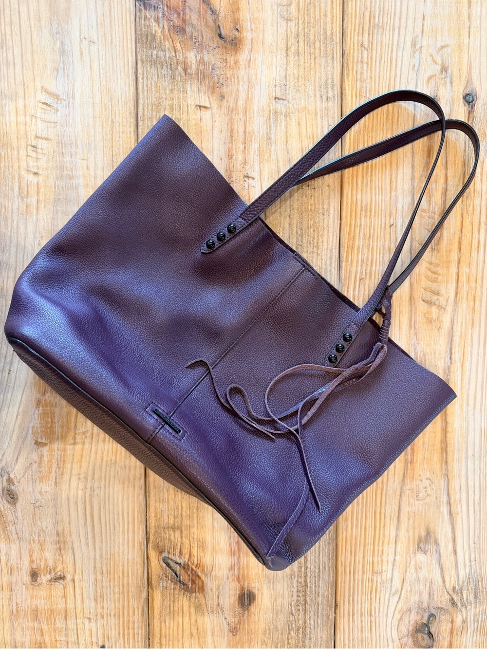 Rebecca Minkoff Plum Leather Tote Studded Black Hardware